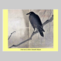 Crow on a willow branch Ukiyoe postcards