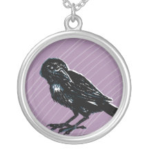 Crow on Purple Necklace