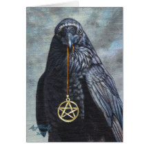 Crow Pentacle Greeting Cards