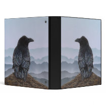 Crow Raven Black Bird Mountain Painting Art Binder