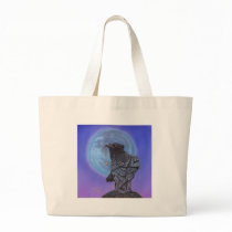 Crow Raven Blue Moon Moonstone Tote Bag