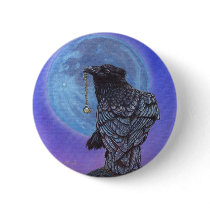 Crow Raven Blue Moon Moonstone Pin