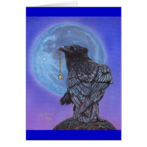Crow Raven Blue Moon Moonstone Card