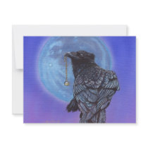 Crow Raven Blue Moon Moonstone invitations by artbyakiko Crow Raven Blue Moon Moonstone invitations