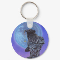 Crow Raven Blue Moon Moonstone keychains