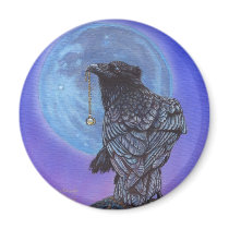 Crow Raven Blue Moon Moonstone Refrigerator Magnets