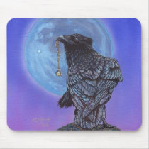 Crow Raven Blue Moon Moonstone Mousepad
