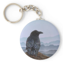 Crow Raven Mountains Key Chain