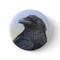 Crow Raven Sunset Painting Art Pinback Buttons