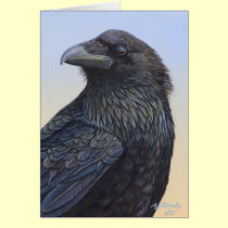 Crow Raven Sunset Painting Art cards