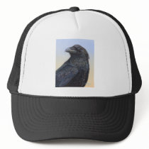 Crow Raven Sunset Painting Art Mesh Hat