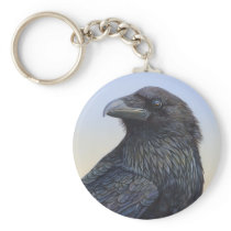 Crow Raven Sunset Painting Art Keychains