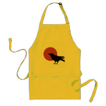 Crow Raven with Red Eclipse Moon Apron