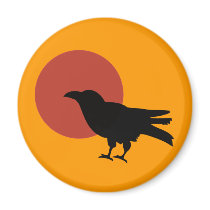 Crow Raven with Red Eclipse Moon Fridge Magnet