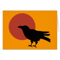 Crow Raven with Red Eclipse Moon Greeting Card