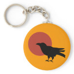 Crow Raven with Red Eclipse Moon Keychain