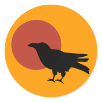 Crow Raven with Red Eclipse Moon Sticker