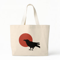 Crow Raven with Red Eclipse Moon Tote Bag