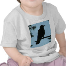 Crow Sitting in Tree t-shirts