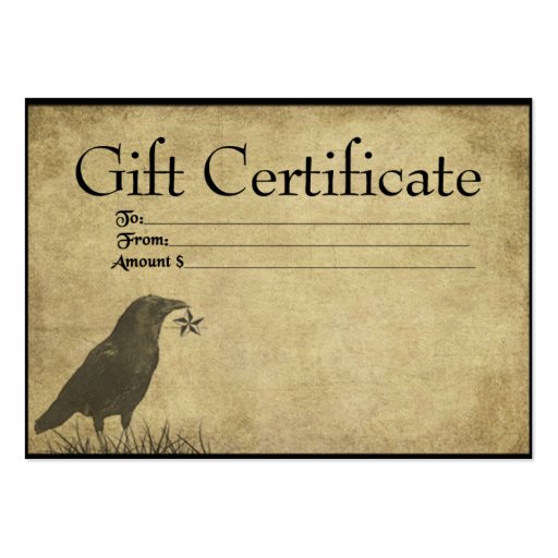 Crow & Star- Prim Gift Certificate Cards Business Card Templates (front side)
