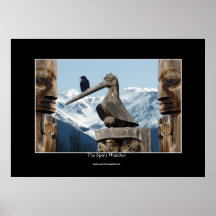 Crow & Totem Poles Photo Poster