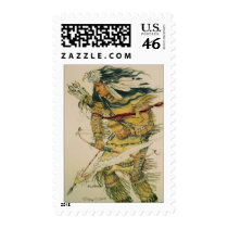 Crow Warrior with Flaming Arrow Postage Stamps