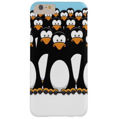 Crowd of Funny Cartoon Penguins on Snow Barely There iPhone 6 Plus Case