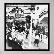 Crowd on the Coney Island Boardwalk 1912 Posters