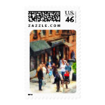 Crowded Sidewalk in New York Stamp