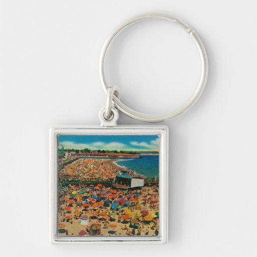 Crowds on the Beach, Santa CruzSanta Cruz, CA Key Chain
