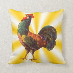 Crowing Rooster Vintage Crate Art Starburst Pillow Pillows