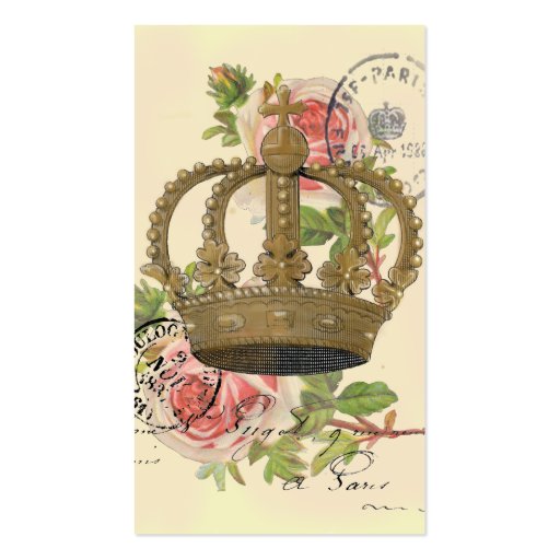 Crown and roses business card template (front side)