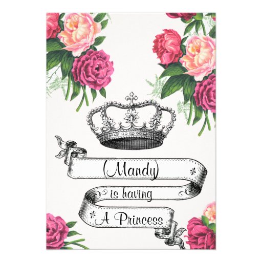Crown and Roses Princess Baby Shower Invite