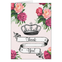 Crown and Roses Princess Thank You Card