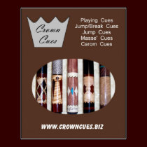 Crown Cues Poster with pool cues posters