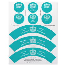 Crown Cupcake Wrappers Keep Calm Blue Letterhead