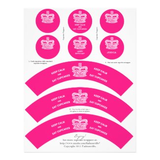 Crown Cupcake Wrappers Keep Calm Pink 2 Letterhead
