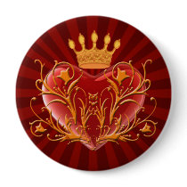 Crown Filigree Heart Button