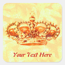 Crown in Gold Square Stickers