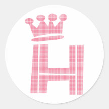 CROWN INITIAL PINK H STICKER