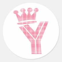 CROWN INITIALS PINK Y STICKER
