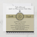 Crown Monogram Olive Wedding Invitation invitation