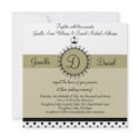 Crown Monogram Olive Wedding Invitation invitation