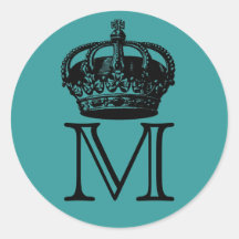 Crown Monogram Round Stickers