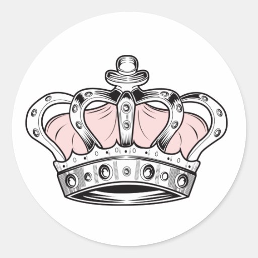 Crown Pink Classic Round Sticker Zazzle