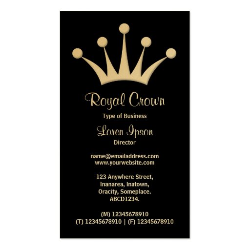Crown Symbol - Black (Gold) Business Card (front side)
