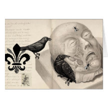 Crows and corpse greeting card