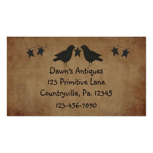 Crows and Stars Hang Tag Business Cards (back side)