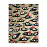 Crows beautiful winter party postcard