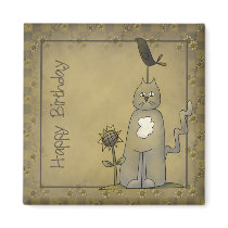 Crows Knows · Crow & Cat Birthday Magnet
